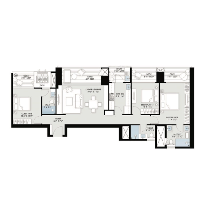 BPTP GAIA Residences Floor Plan 3 BHK